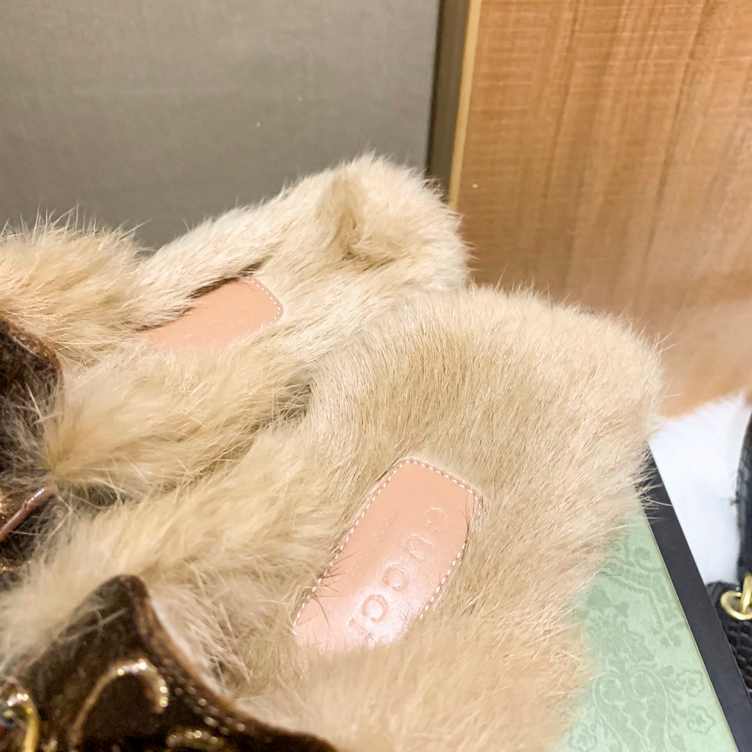 1YB50Z  1：1High quality rabbit fur slippers