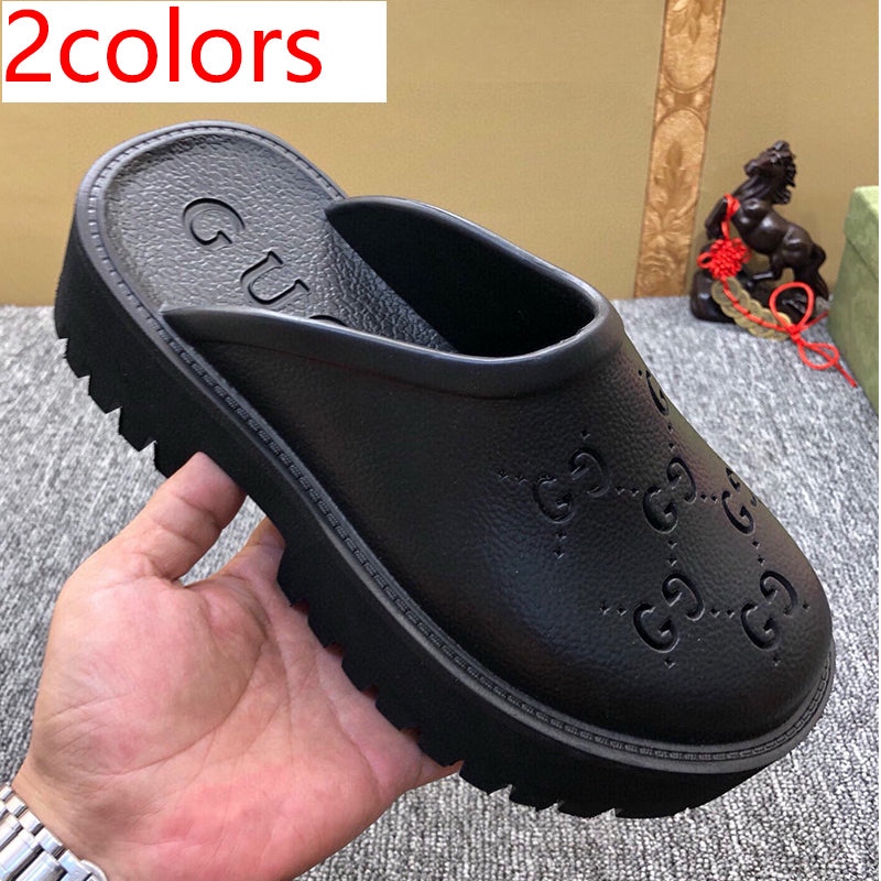 54B27Z   High quality leather slippers  Platform sole